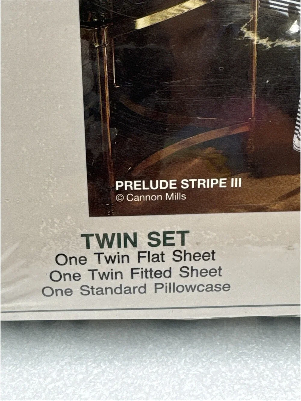 Vintage Cannon Monticello Green White Stripes No Iron Percale 3pc TWIN Sheet Set